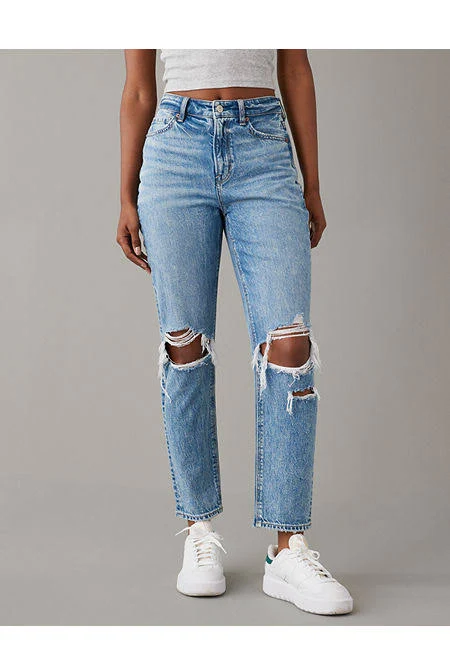 jeans AE Strigid Ripped Mom Jeans American Eagle Outfitters $44.96