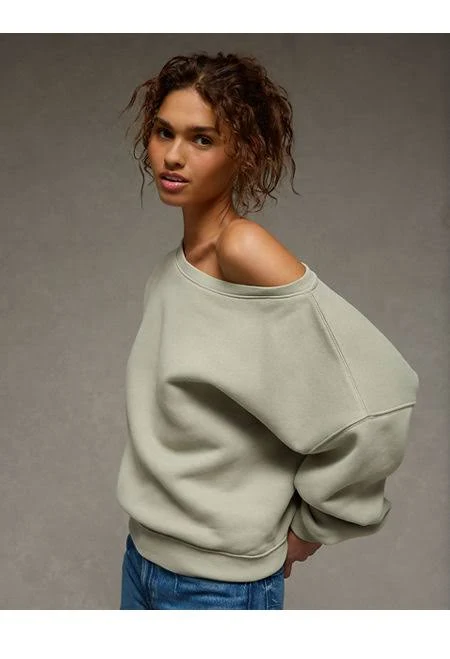 off-shoulder top AE Women's Everyday Luxe Off-The-Shoulder Sweatshirt American Eagle Outfitters $49.45