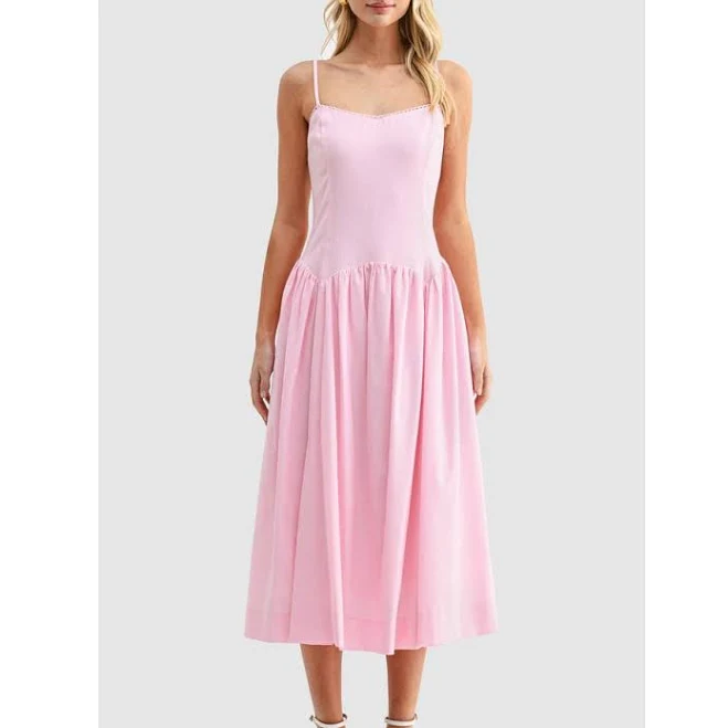 dress All in Favor Women's Cotton & Linen Drop Waist Midi Dress Nordstrom $69