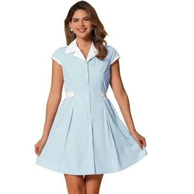 dress Allegra K Women's Vintage Button Down Flat Collar Belted Mini Shirt Dress Target $43.99