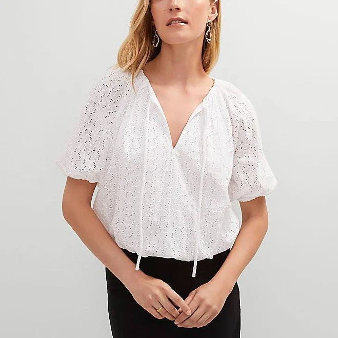 blouses Ann Taylor Women's Eyelet Bubble Hem Blouse Ann Taylor $23.95