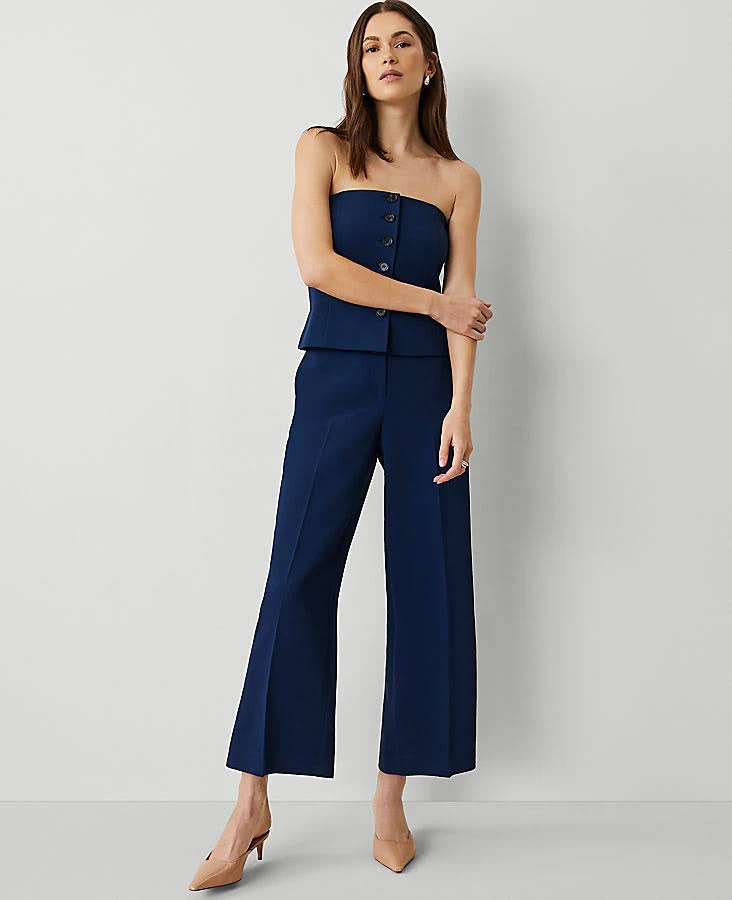 pants Ann Taylor Women's Wide-Leg Cropped Fluid Crepe Pants Ann Taylor $119