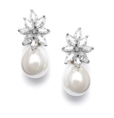accessory Anna Bellagio Lora Freshwater Pearl and Crystal Bridal Drop Earrings Anna Bellagio $38