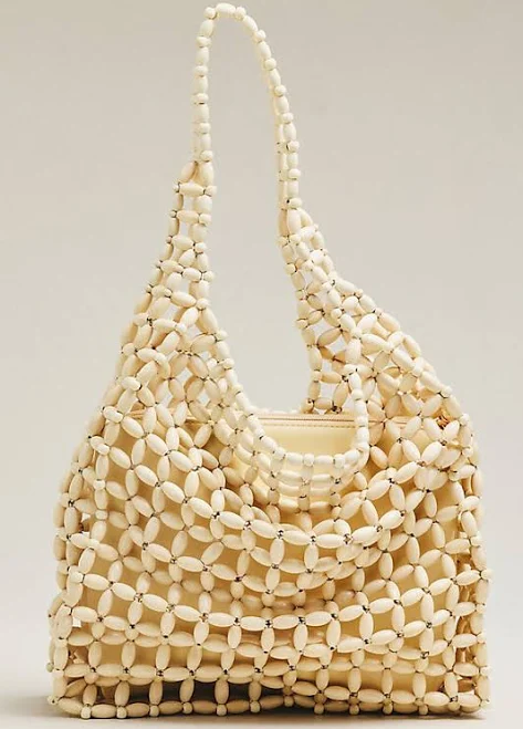 bag Anthropologie Slouchy Wood Beaded Tote Anthropologie $108