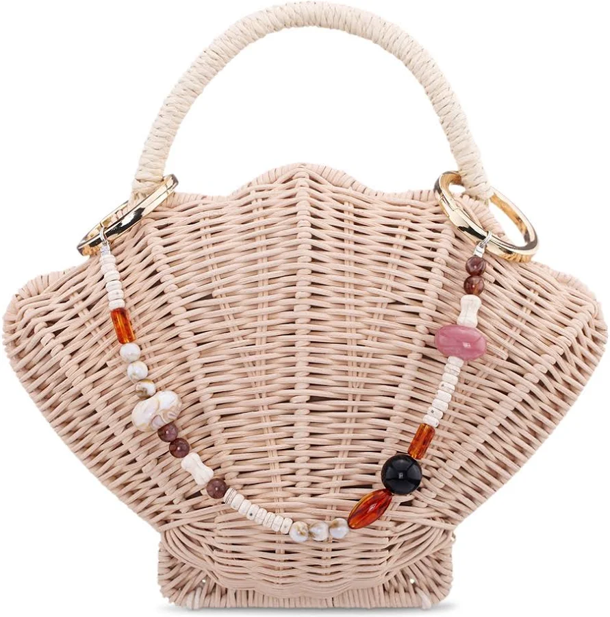 bag AQUA Shell Shaped Rattan Clutch Bloomingdale's $102.4