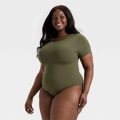 bodysuit Auden Women's Luxury Collection 4-Way Stretch Short Sleeve Bodysuit Target $16.5