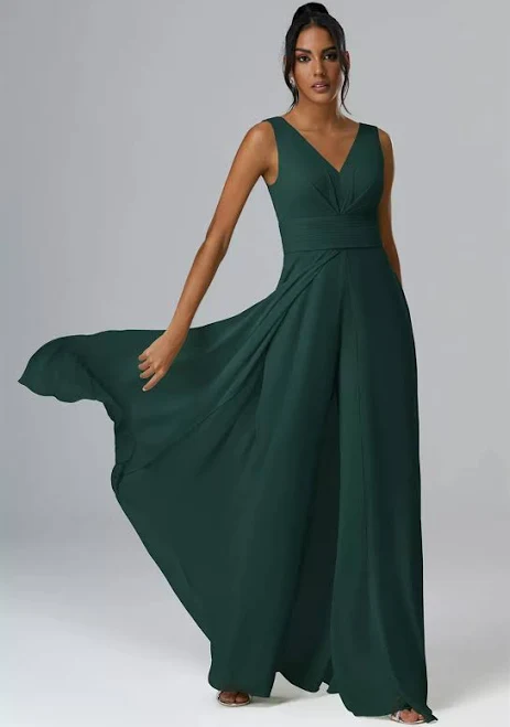jumpsuit AW.Bridal V-Neck Floor Length Sleeveless Chiffon Jumpsuit AW Bridal $98.99
