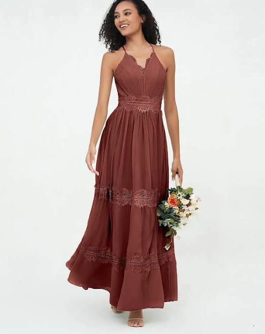 dress BABARONI Lace and Chiffon Tiered Skirt Boho Dress Babaroni.com $129