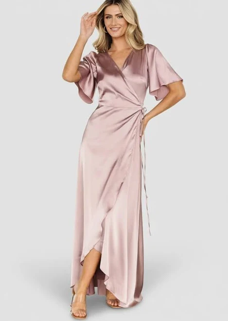 dress Baltic Born Vara Satin Maxi Wrap Dress Baltic Born $94