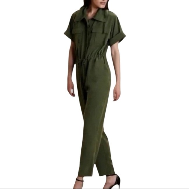 jumpsuit Banana Republic Olive Green Utility Jumpsuit Short Sleeve Drawstring Waist M eBay $65