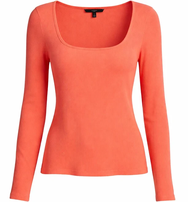top Banana Republic Ribbed Knit Top Square Neck Coral eBay $19.99