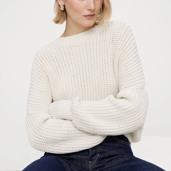 top Banana Republic Women's Chunky Cotton Crew-Neck Sweater Banana Republic $130