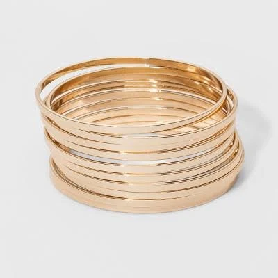 accessory Bangle Bracelet 10pc - A New Day Gold: Iron Material, Continuous Closure, One Size Fits Most Target $12.99