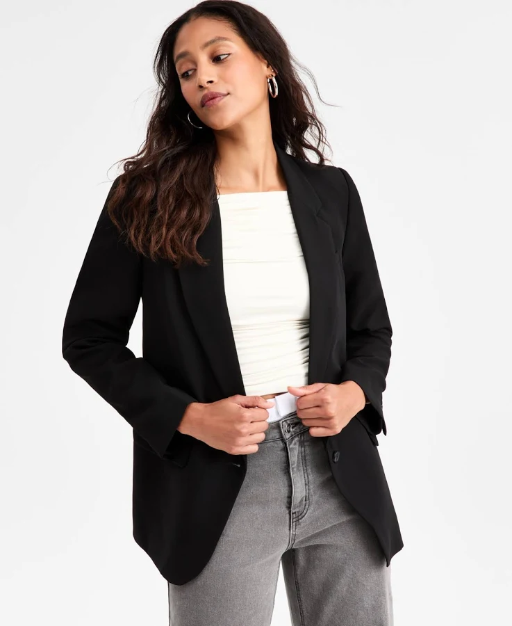 outerwear Bar III Women's Oversized Crepe Blazer Macy's $41.7