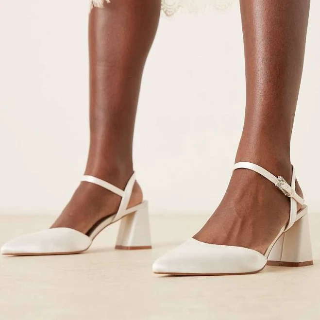 shoes Be Mine Wide Fit Bridal Ravina Pointed Toe Block Heeled Shoes ASOS $52