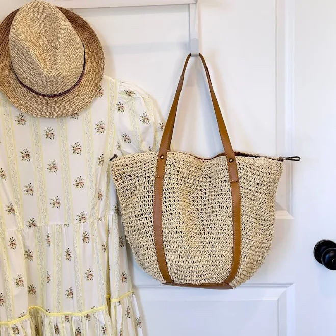 bag Beach Tote Bag with Vegan Leather Handles Etsy - Seller $44.99