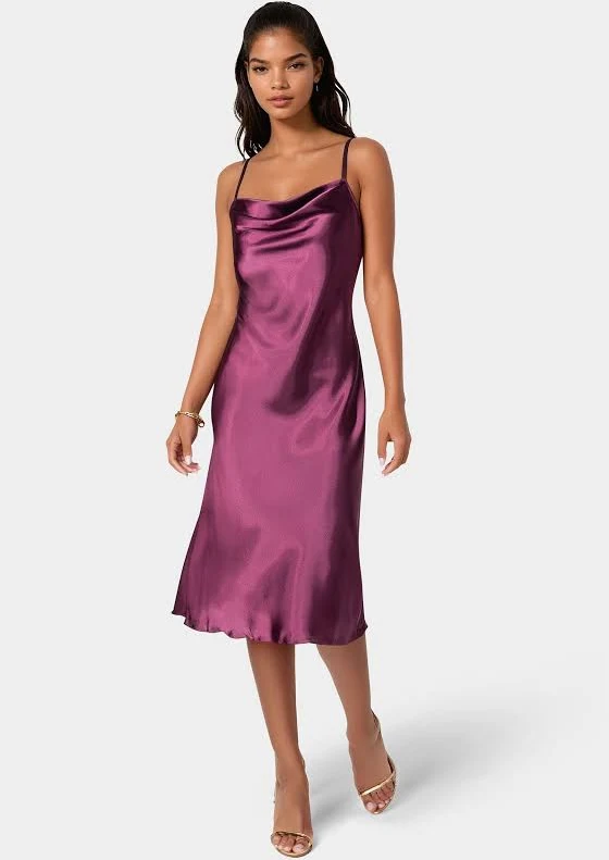 dress Bebe Women's Dresses Bebe Cowl Neck Satin Slip Midi Dress bebe $29