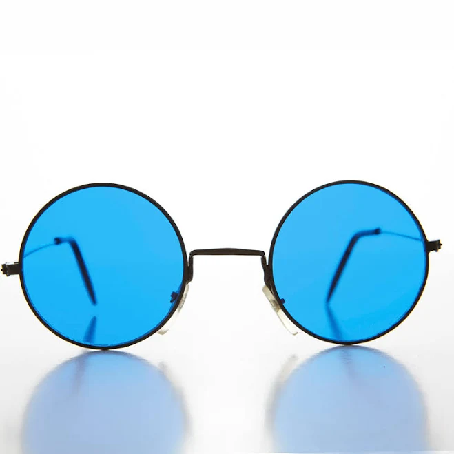 accessory Benji Round Circle Sunglass with Blue Tinted Lens Sunglass Museum $18