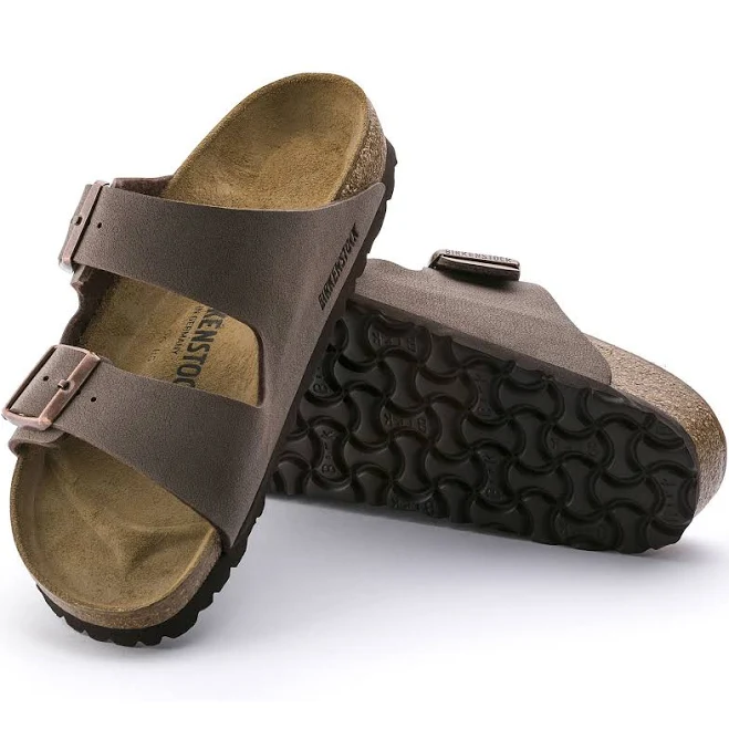 shoes BIRKENSTOCK Arizona Birkibuc Mocha Two-Strap Sandals BIRKENSTOCK $117.95
