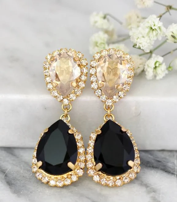 accessory Black Gold Chandelier Earrings Etsy - iloniti $104.55
