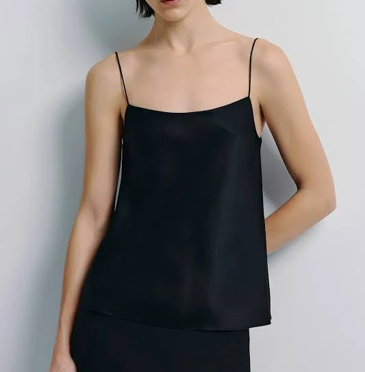 top Black Silk Cami Top | Elegant Layering Essential XS / Black Rue Sophie $178