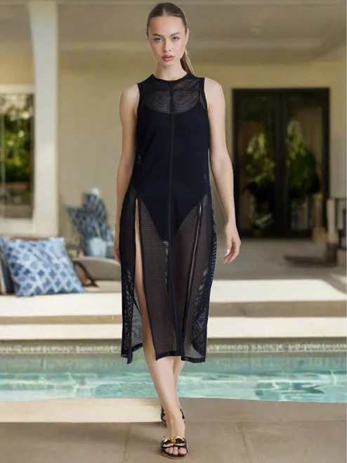 cover-up Blanc Noir Taiyo Mesh Tunic Black Blanc Noir $49