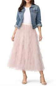 skirt Blush Pink Tiered Tulle Midi Skirt | Romantic Flowy Ruffle Skirt | Elastic Waist eBay $32