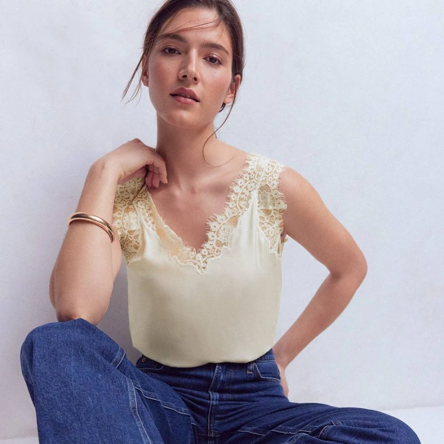 top Boden Women's Silk-Blend Lace Cami Top Boden $130