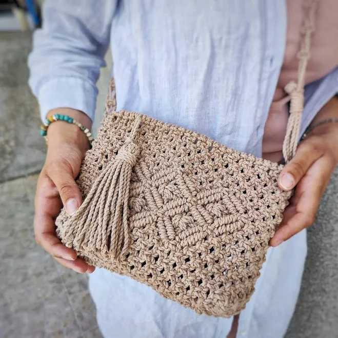 bag Boho Macrame Cotton Tassel Crossbody Bag Etsy - Seller $50