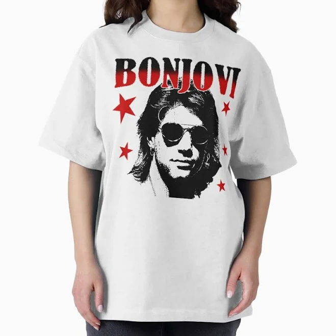 top Bon Jovi Oversized T-Shirt Redbubble $33.75