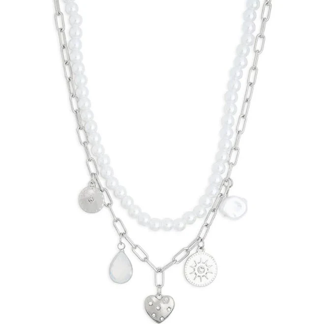 accessory BP. Layered Chain Link Charm Necklace in Rhodium Multi at Nordstrom Nordstrom $9