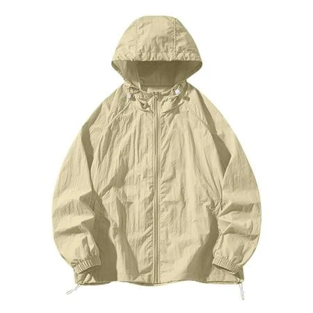 outerwear Brglopf Men's Lightweight Packable Quick Dry Sun Protection Jacket Walmart - FashionWardrobe $19.46