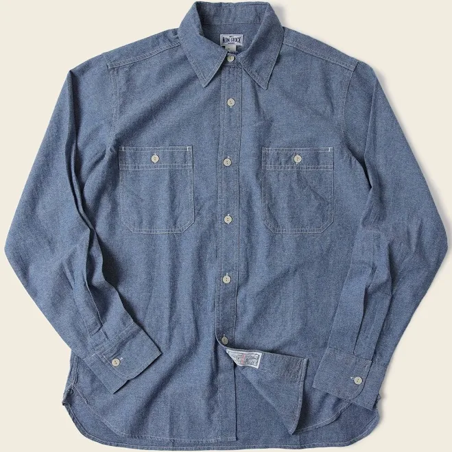outerwear Bronson Mfg Lightweight Chambray Long Sleeve Work Shirt Bronson Mfg Co $35.99