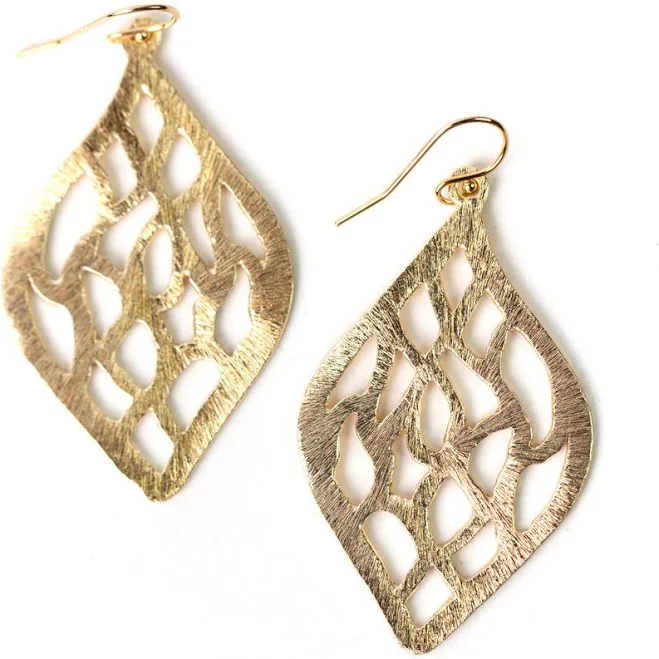 accessory Brushed Gold Leaf Drop Earrings Anne Vaughan Designs $30