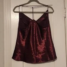 top Burgundy Satin Cowl Neck Cami Top Poshmark $25