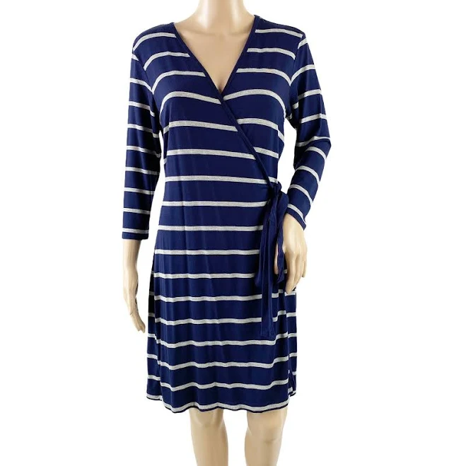 dress Calvin Klein Women's Long Sleeve Striped True Jersey Knit Wrap Dress eBay - enjoythetreasures $22.99