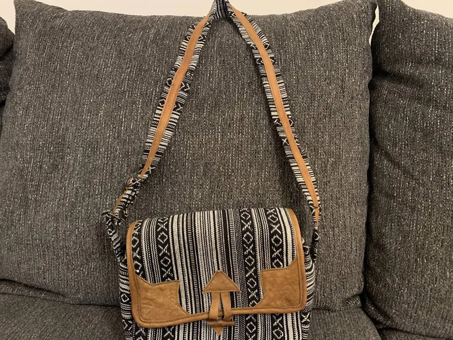 bag Canvas/textile Crossbody Purse. Faux Leather Accents. Black/white. eBay $12