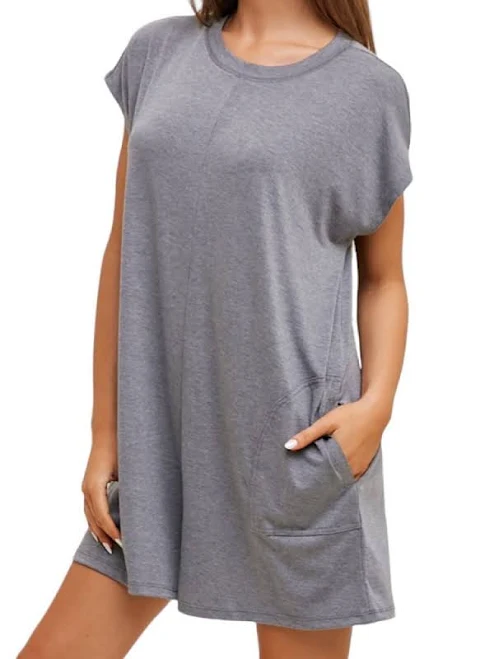 romper Charcoal Melange Knit Boxy Romper With Pockets-224ms eBay - shopnewandused $33.99