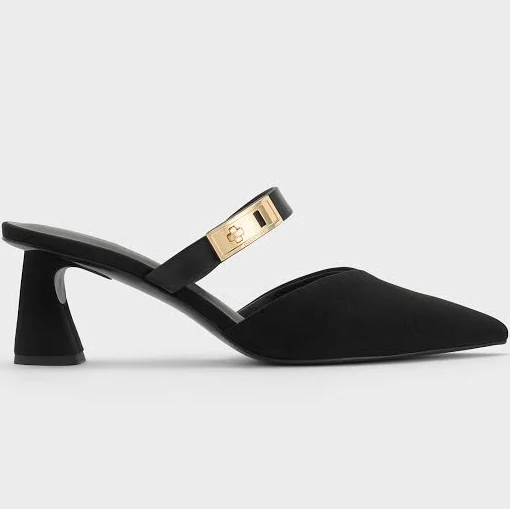 shoes Charles & Keith Lando Faux Suede Heeled Mules charleskeith.com $79