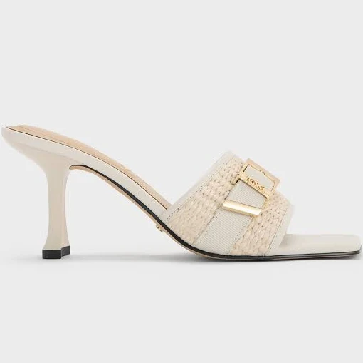 shoes Charles & Keith Whitney Leather & Raffia Heeled Mules charleskeith.com $119
