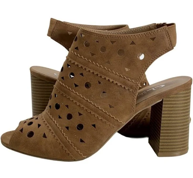 shoes Chinese Laundry Womens Booties Tan Cutout Faux Suede Block Heel Ankle eBay - tktgoods $22.95