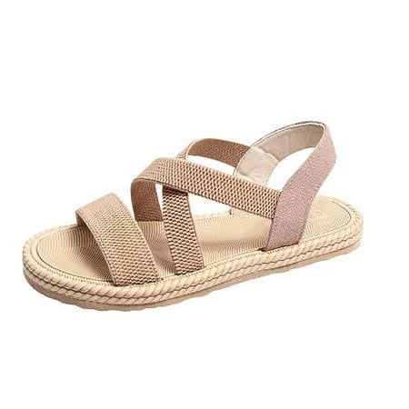shoes Chumud Women's Flat Espadrille Sandals Crisscross Webbing Strap Slingback Casual Summer Beach Shoes, Size: 39, Beige Walmart - chukd $12.77