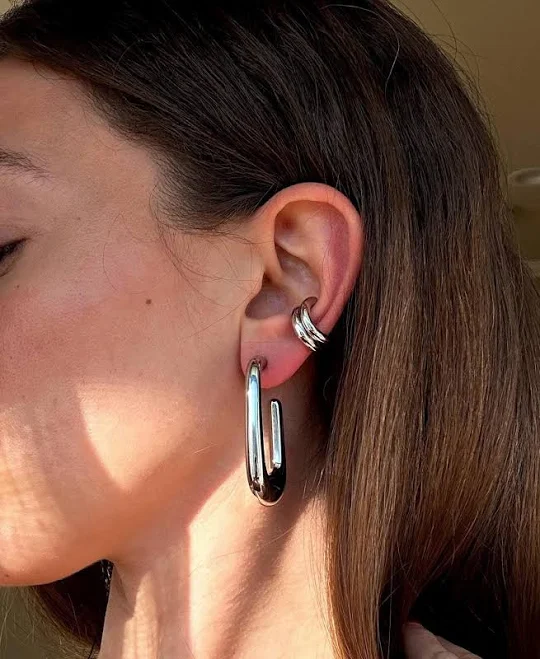 accessory Chunky Silver Hoop Earrings Etsy - Seller $50.67