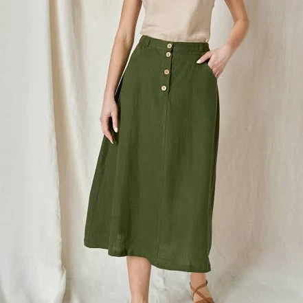 maxi skirt Cleo Linen Buttoned Front Skirt LGlinen $105.2