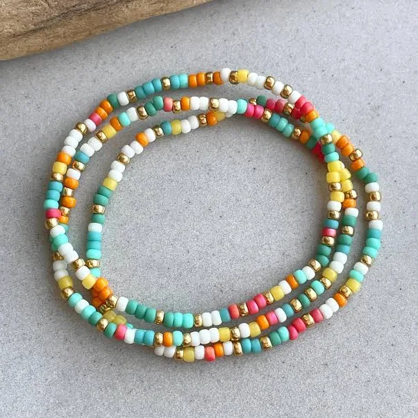 accessory Colorful Beaded Bracelet Set, 3 Stretchy Bracelets, Seed Beads Summer Jewelry Etsy - ZoeundLola $25.89