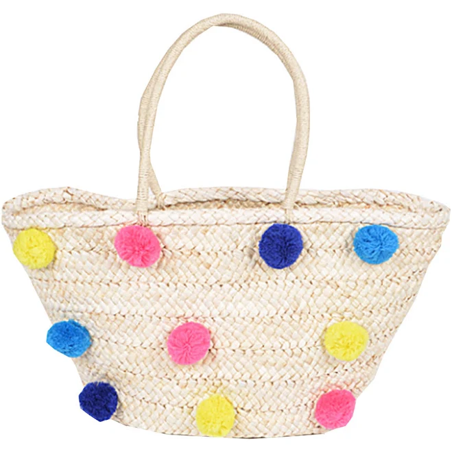 bag Colorful Pom Pom Beach Bag ADashOfChic $27.99