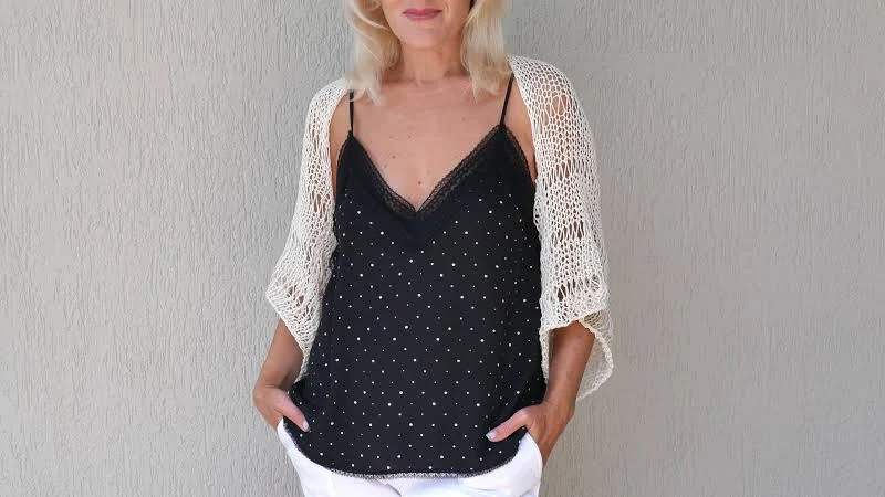 outerwear Cotton Knit Sheer Crochet Bolero Shrug Etsy - SenseAndEmotions $49.3