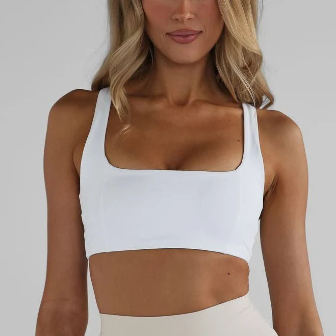 top Crop Top Sports Bra | Women’s Activewear | Crop Top | Perfect For The Gym, Pilates & Yoga | SCULPT Shape Crop - White, XS leeloactive.com $42.48