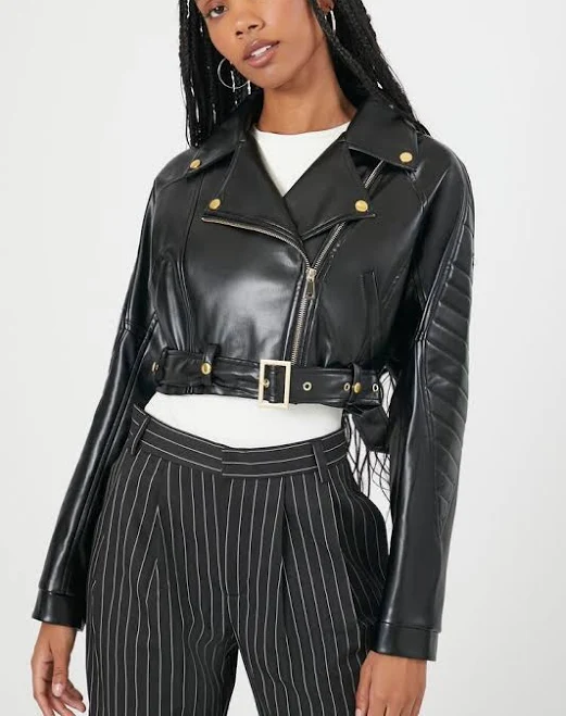 outerwear Cropped Faux Leather Moto Jacket Forever 21 $16.98
