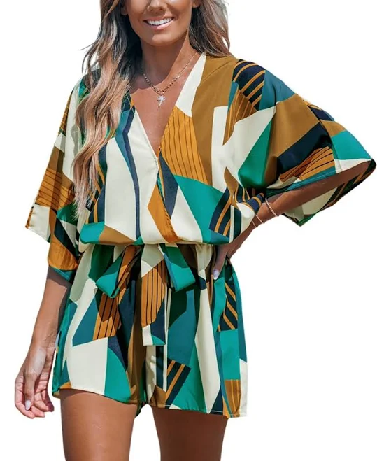 romper Cupshe Women's Abstract Geo Dolman Straight Leg Romper Macy's $45.59